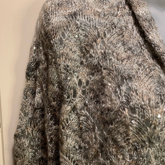 Coldwater Creek silver sequin crochet Christmas new year cardigan M - Picture 4 of 9